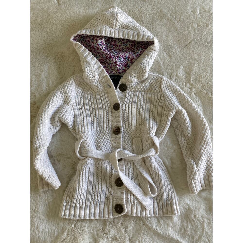 Cynthia Rowley Cozy Crochet Knit Winter White Hooded Sweater Toddler 24 Months